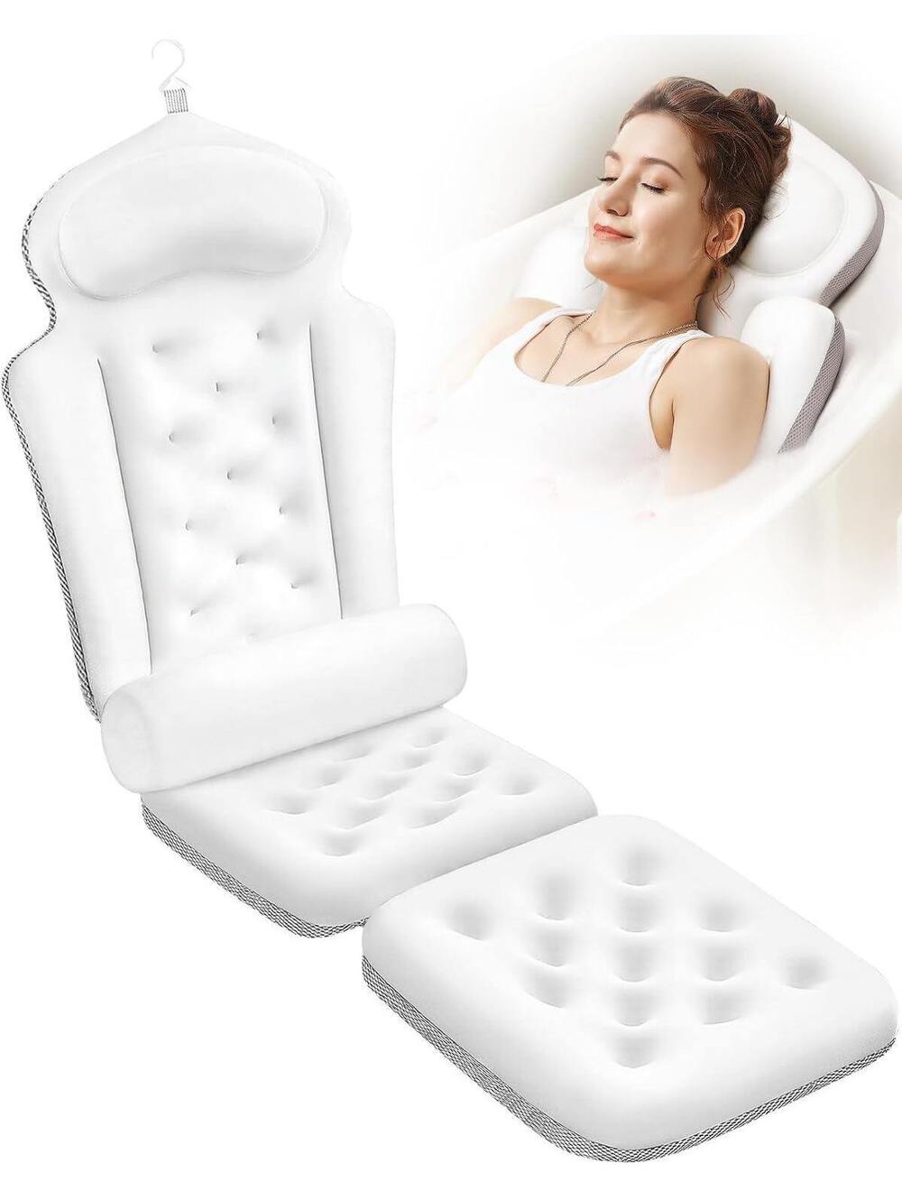 Full Body Bath Pillow for Tub – Luxury Thick Bathtub Cushion with Suction Cups